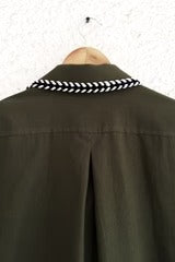 Premium Olive Green Half Sleeve Casual Shirt for Men | Contrast Stitch Cotton Blend Regular Fit