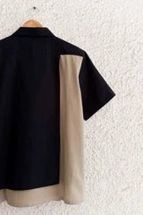 Premium Black & Beige Color Block Half Sleeve Casual Shirt for Men | Cotton Blend Regular Fit