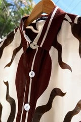 Premium Abstract Brown & Cream Printed Half Sleeve Casual Shirt for Men | Cotton Blend Regular Fit