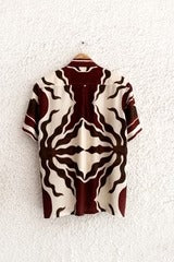 Premium Abstract Brown & Cream Printed Half Sleeve Casual Shirt for Men | Cotton Blend Regular Fit